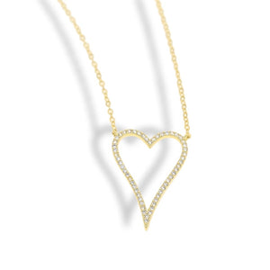 14K Gold Dipped Crystal Outline Heart Necklace
