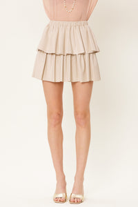 Faux Leather Frilled Skort