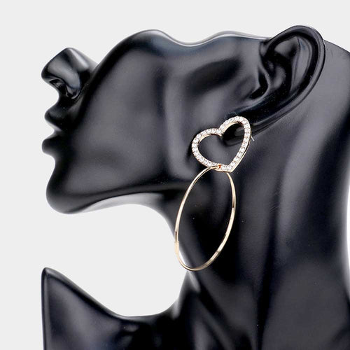 Rhinestone Pave Heart Earrings