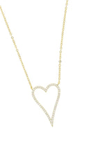 14K Gold Dipped Crystal Outline Heart Necklace