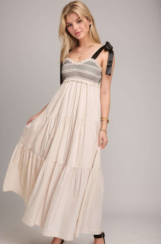 Tie-Strap Ruched Maxi Dress