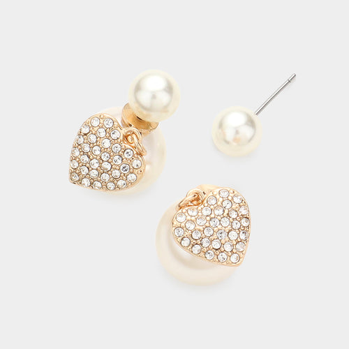 Heart Double Pearl Earrings