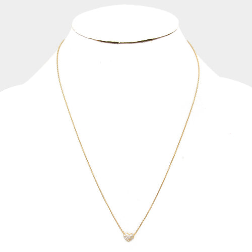 14K Gold Dipped Crystal Heart Necklace