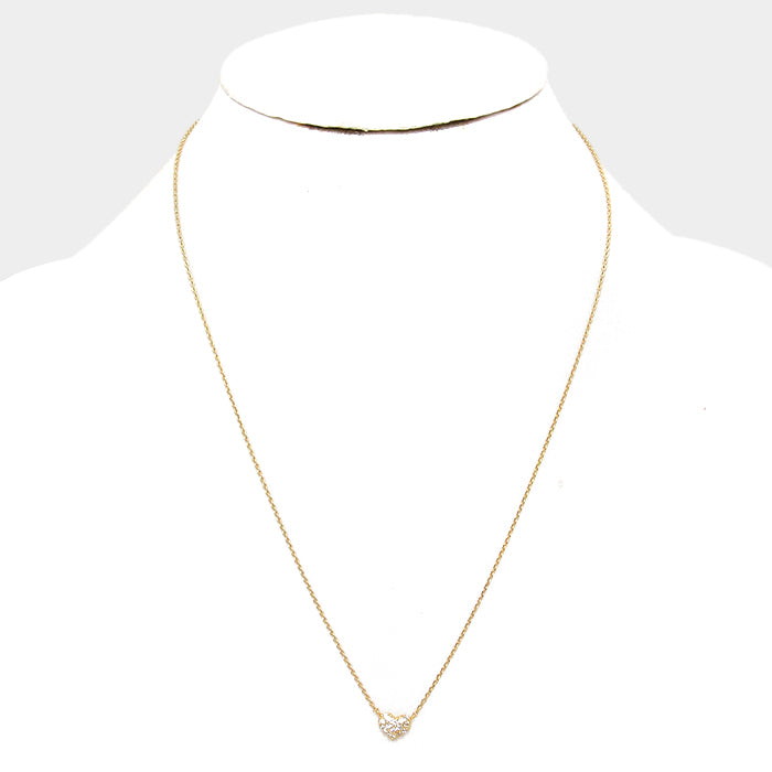 14K Gold Dipped Crystal Heart Necklace