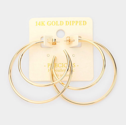 14K Gold Dipped Double Hoop Earrings