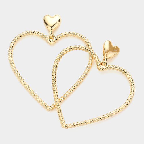 Double Heart Dangle Earrings