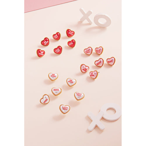 Heart Message Stud Earrings