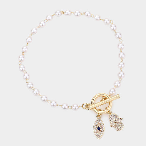 Hamsa Pearl Bracelet