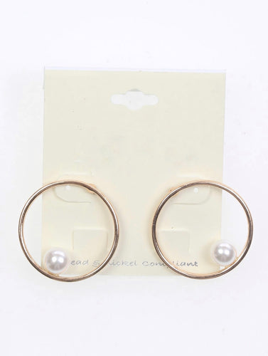 Pearl Open Hoop Earrings