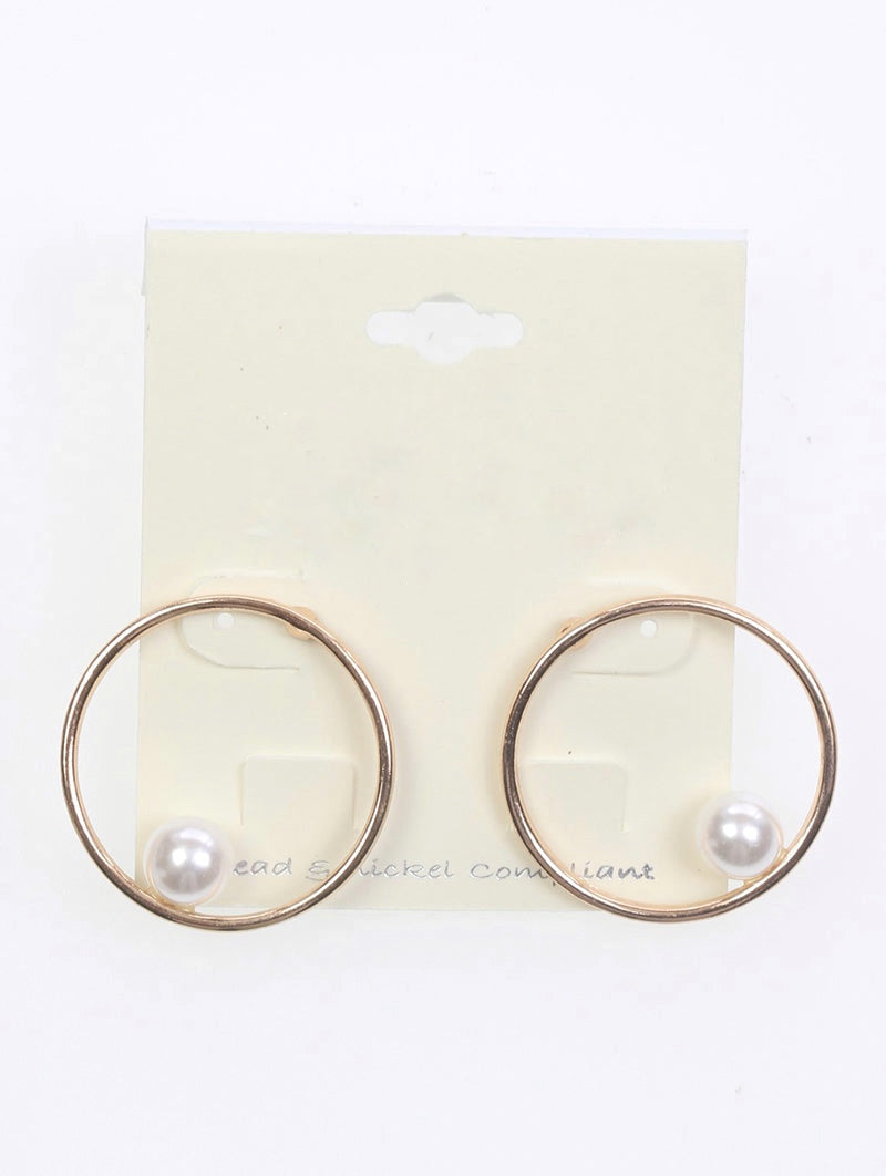Pearl Open Hoop Earrings